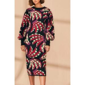 Farm Rio Banana Dots Knit Sweater Dress